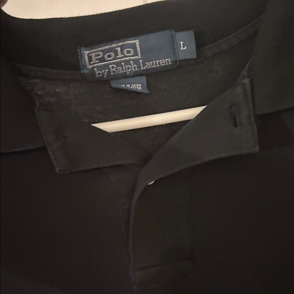 Polo Ralph Lauren Black Mesh Polo Shirt Red Pony Large - Picture 3 of 3